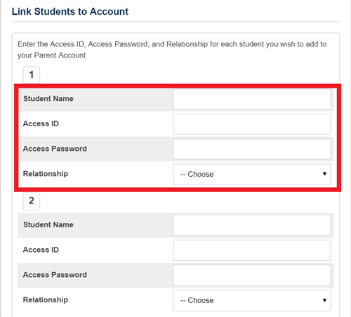 Student Information Screen 